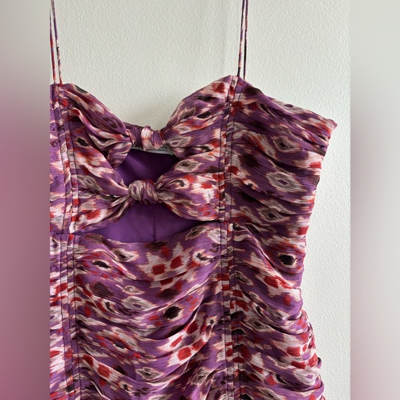 Zara chiffon mini club dress with draping purple size M - Picture 7 of 15